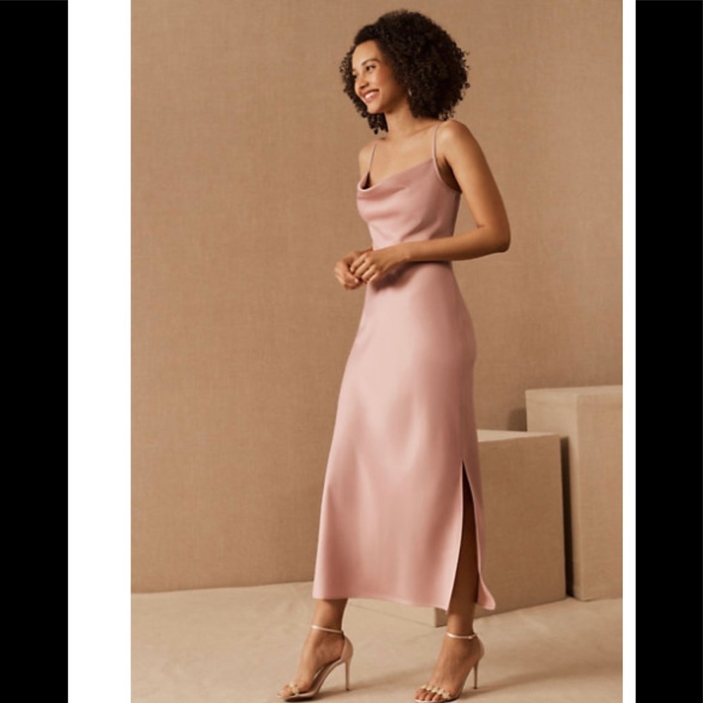 BHLDN bridesmaid dress Cali style in dusty pink color.